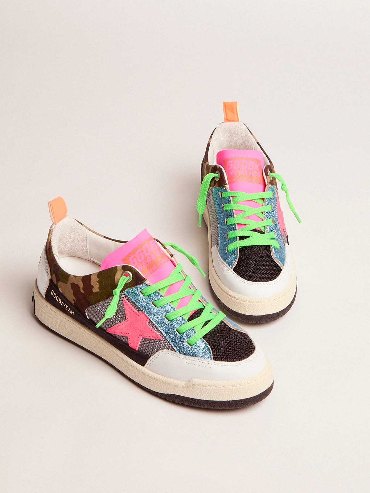 Golden Goose - Sneakers Yeah mujer con motivo de camuflaje y estrella fucsia in 