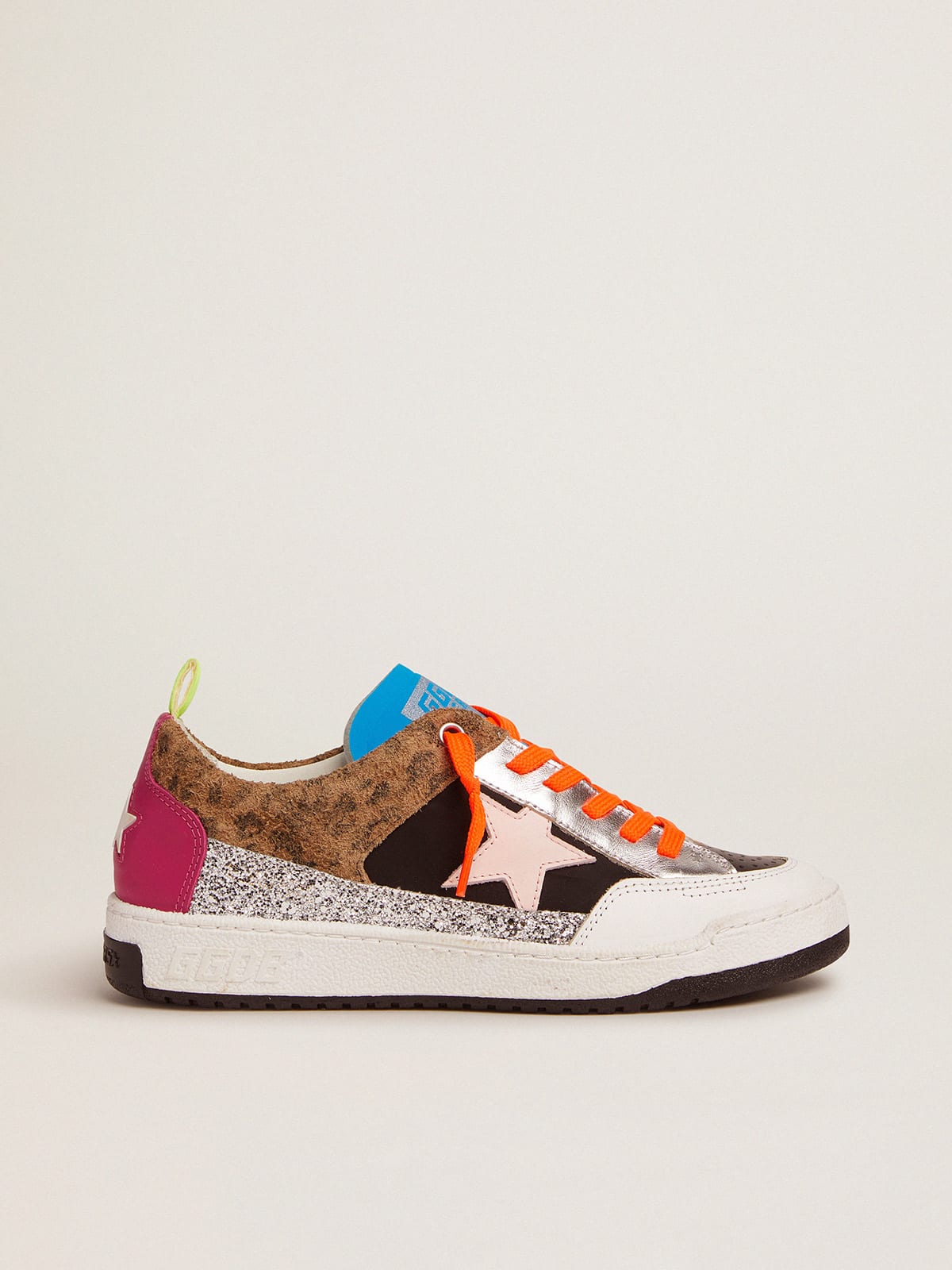 Golden Goose - Yeah con patchwork de purpurina plateada, motivo animal y piel de colores in 