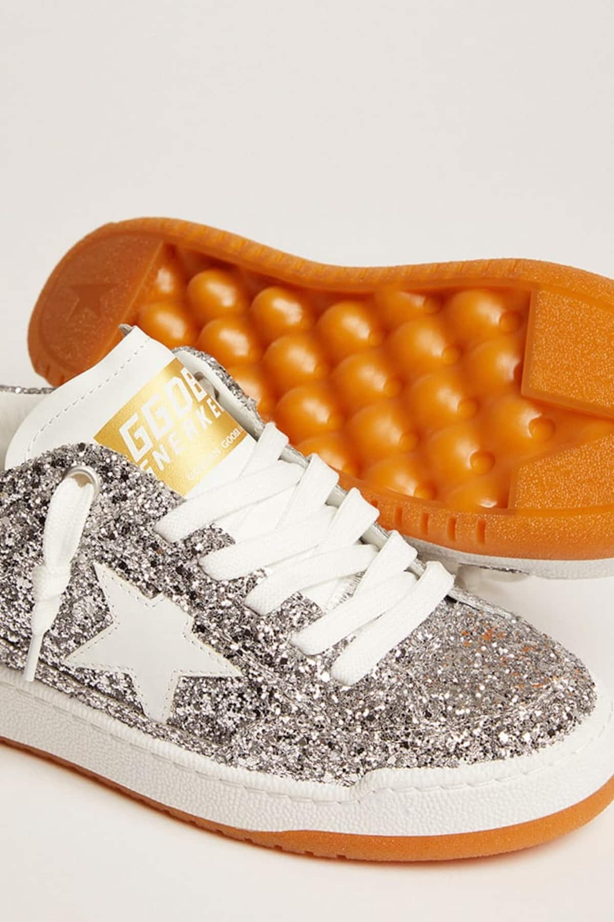 Golden Goose - Women's Yeah in silver glitter with leather star in 