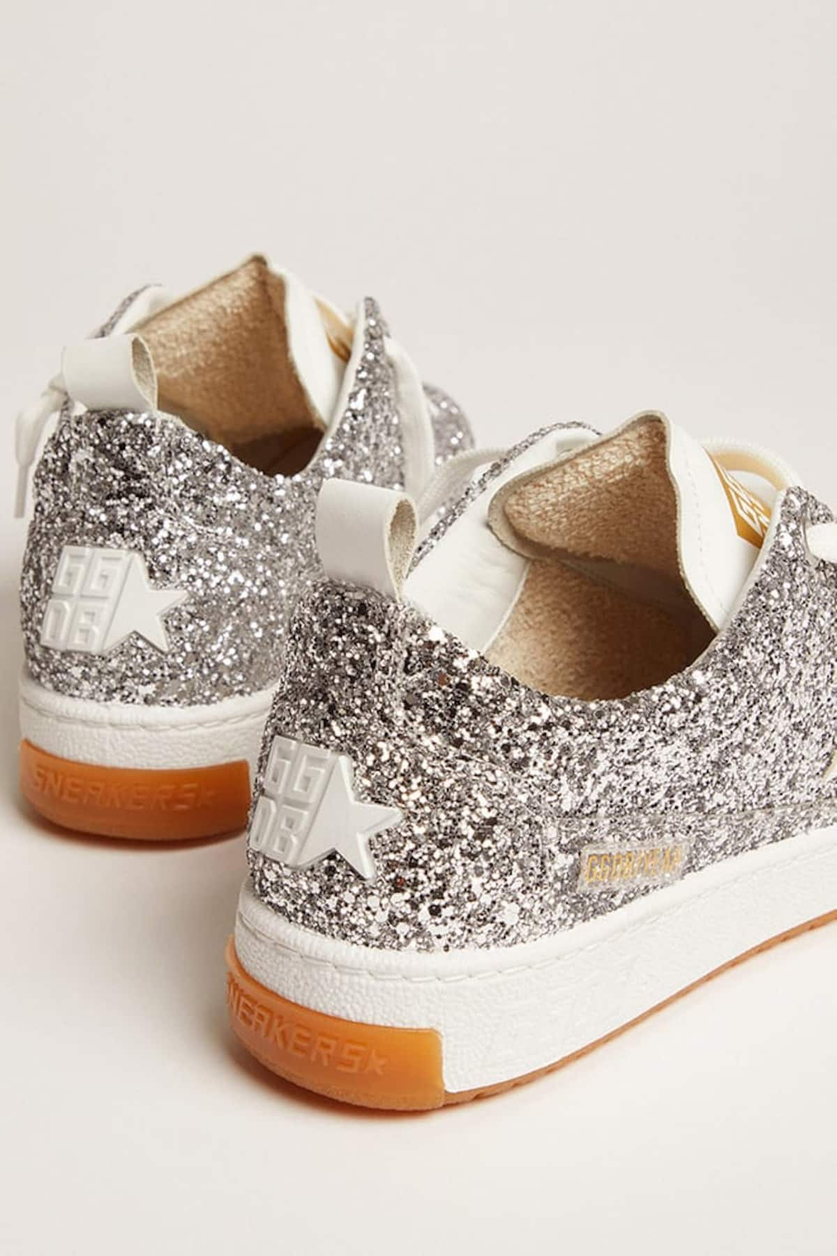 Golden Goose - Women's Yeah in silver glitter with leather star in 