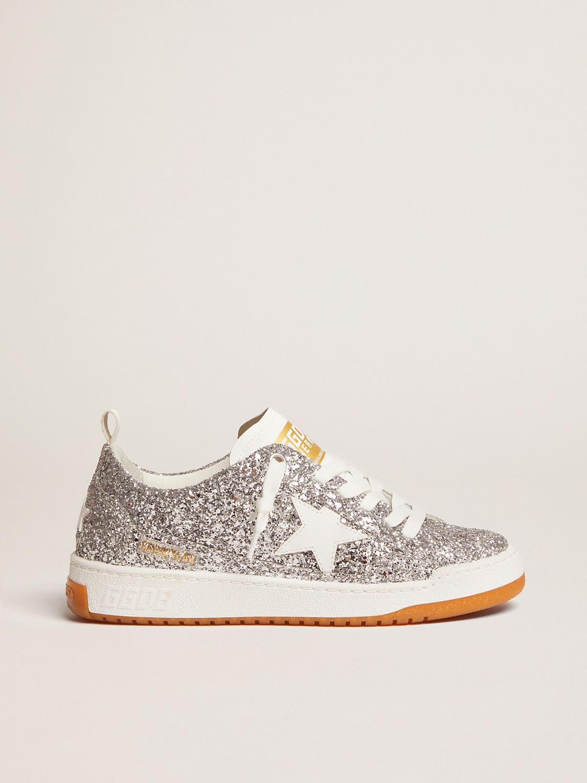 Golden Goose - Women's Yeah in silver glitter with leather star in 