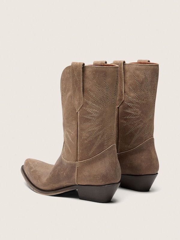 Golden Goose - Botas Wish Star de mujer bajas de ante gris con bordado de estrella in 