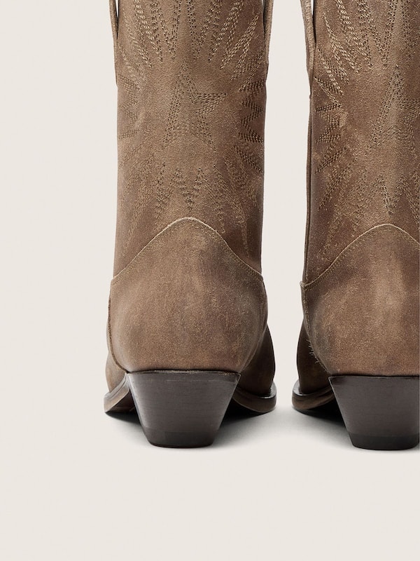 Golden Goose - Botas Wish Star de mujer bajas de ante gris con bordado de estrella in 