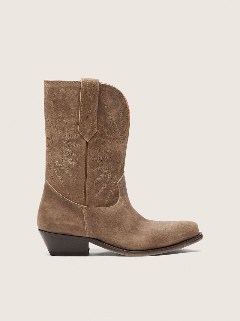 Stivali Wish Star Donna bassi in suede grigio con ricamo a stella