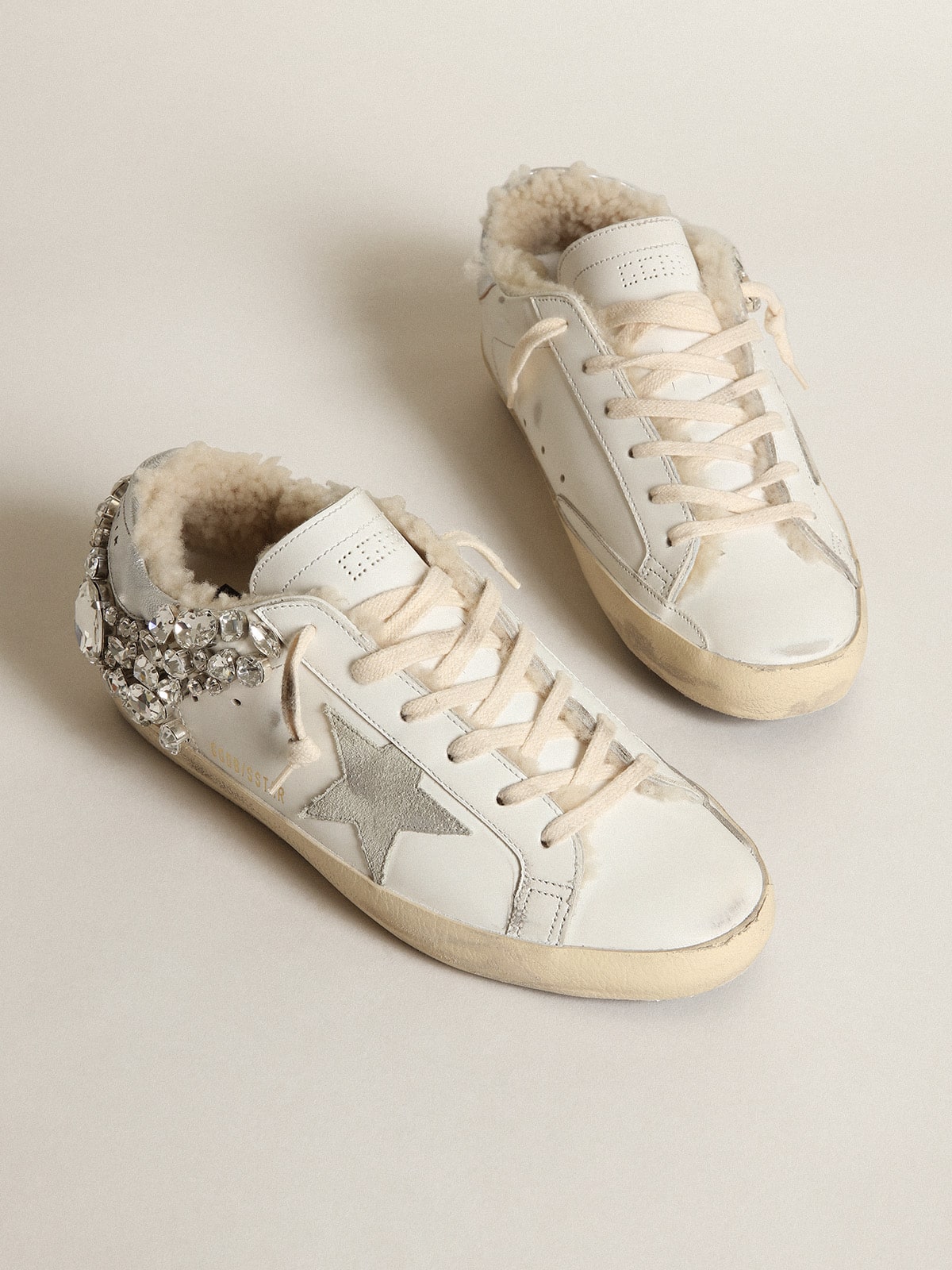 Golden Goose - Super-Star Donna con fodera in shearling e cristalli Swarovski applicati in 