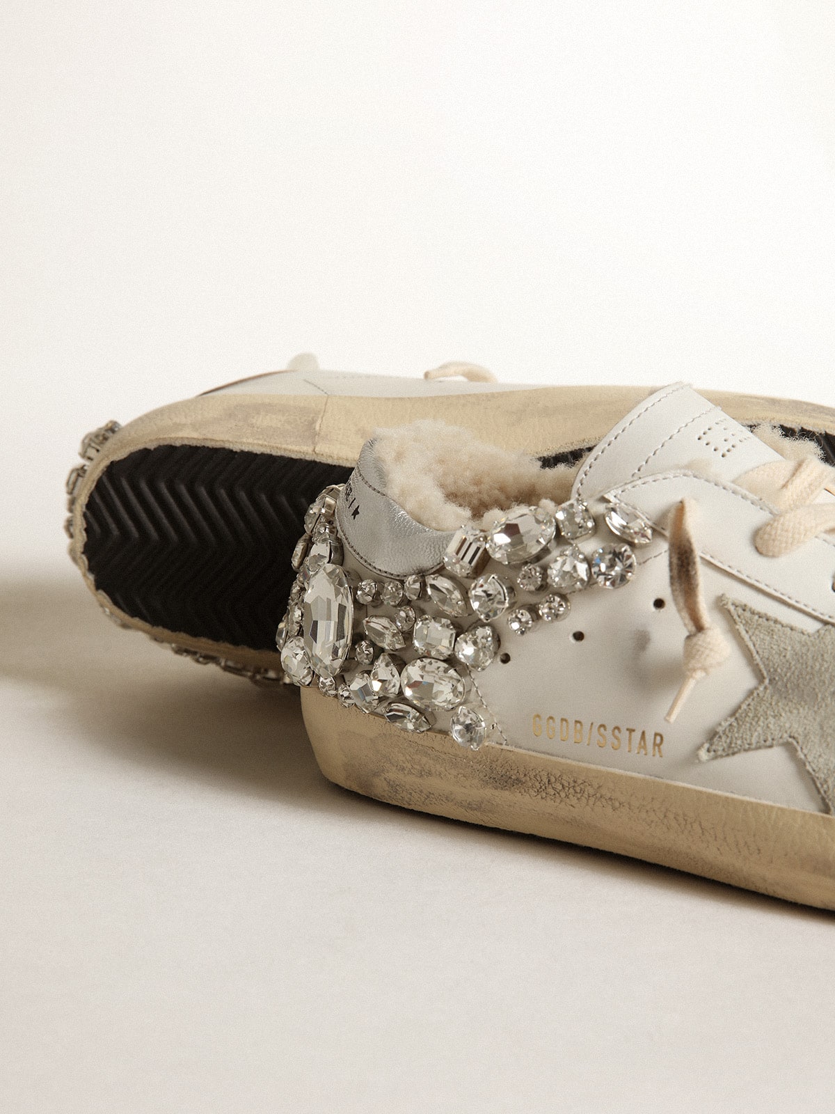 Golden Goose - Super-Star Damen mit Shearlingfutter und applizierten Swarovski-Kristallen in 