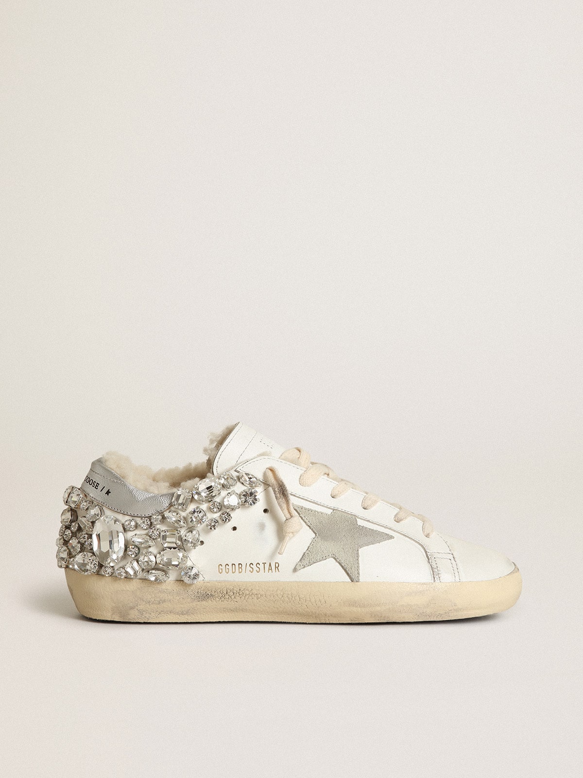 Golden Goose - Super-Star Donna con fodera in shearling e cristalli Swarovski applicati in 