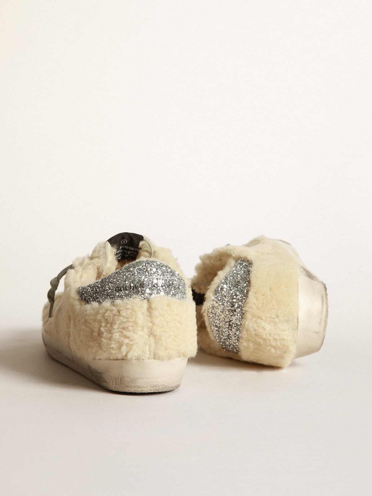 Golden Goose - Tênis Super-Star em shearling com estrela de glitter in 