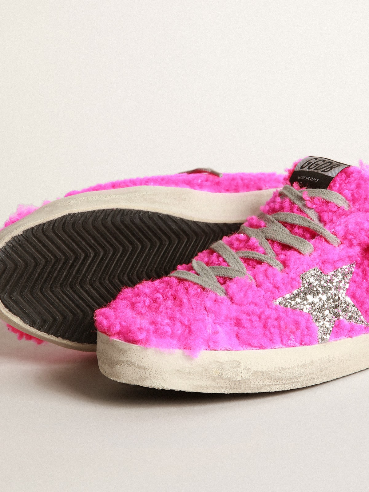 Golden Goose - Super-Star sneakers in shearling with glitter star in 