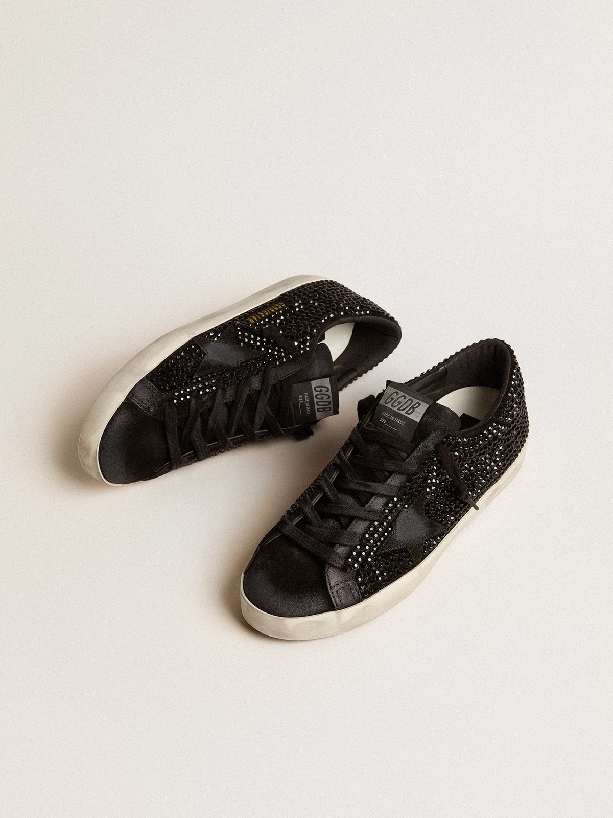 Golden Goose - Super-Star in black suede with Swarovski crystals and black suede star in 