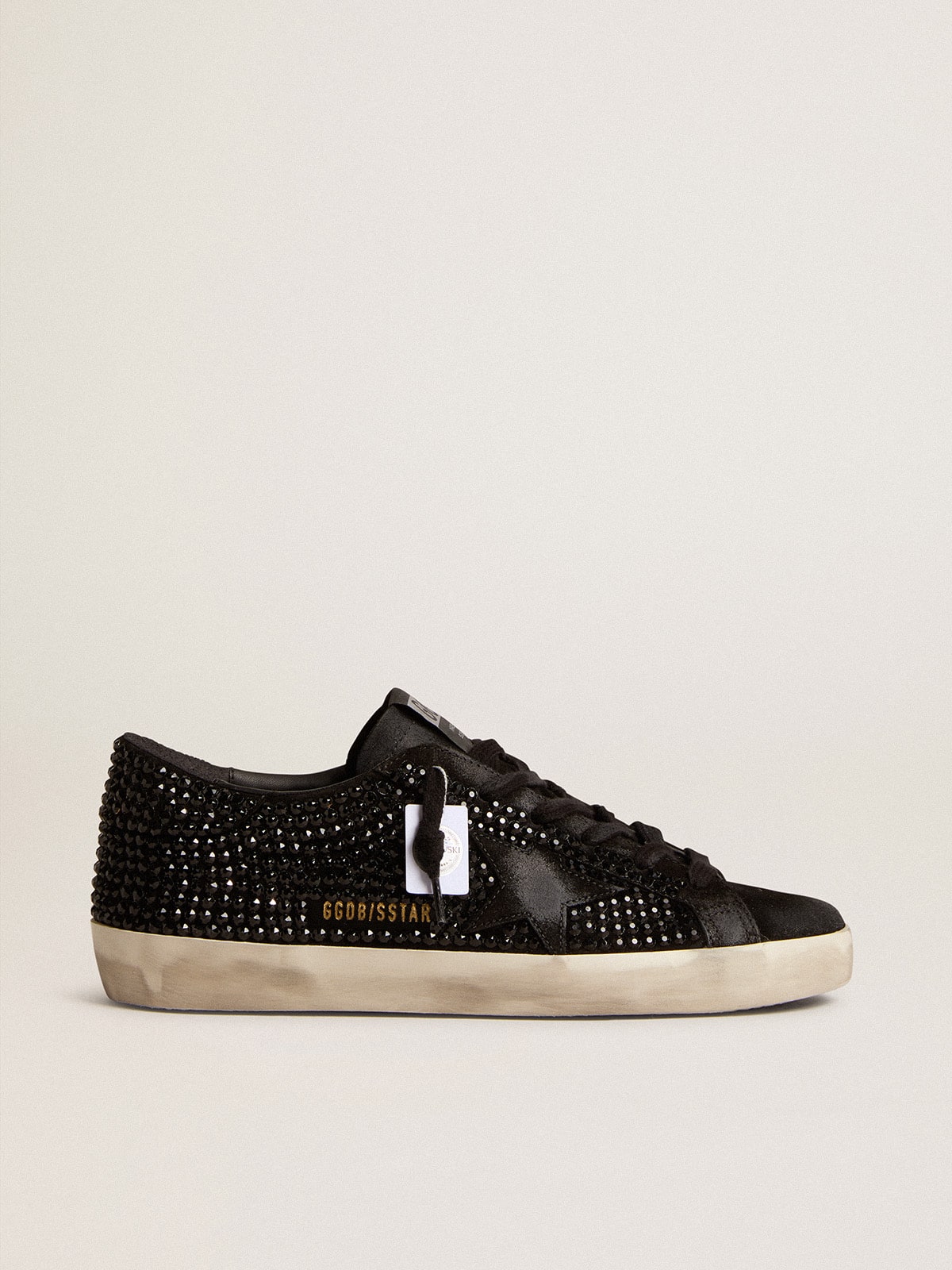 Super Star in black suede with Swarovski crystals and black suede star Golden Goose