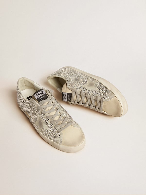 Golden Goose - Super-Star in nubuck with Swarovski crystals and ice-gray suede star in 