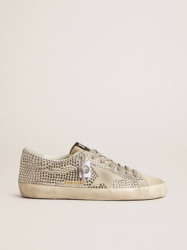 Golden Goose - Super-Star in nubuck with Swarovski crystals and ice-gray suede star in 