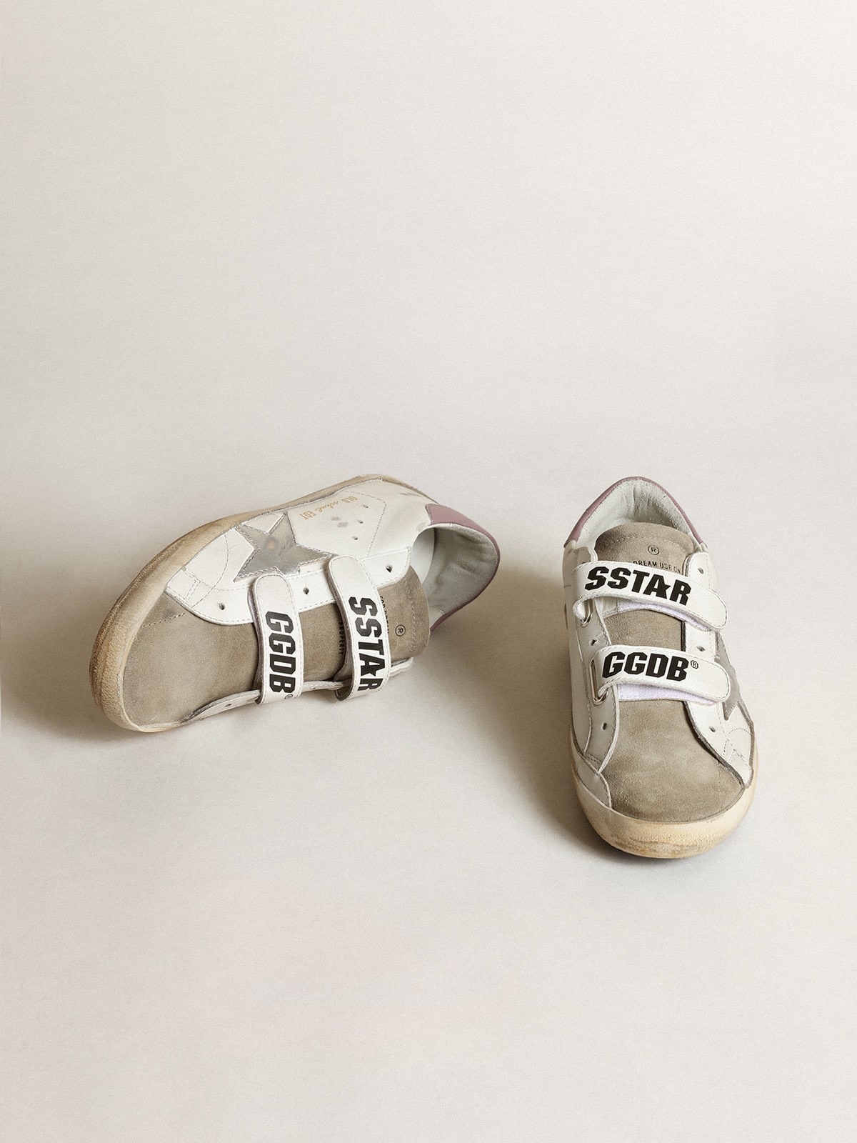 Golden Goose - Women's Old School with silver laminated leather star and gray inserts in 