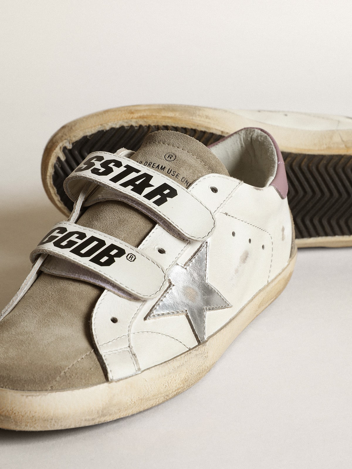 Golden Goose - Women's Old School with silver laminated leather star and gray inserts in 