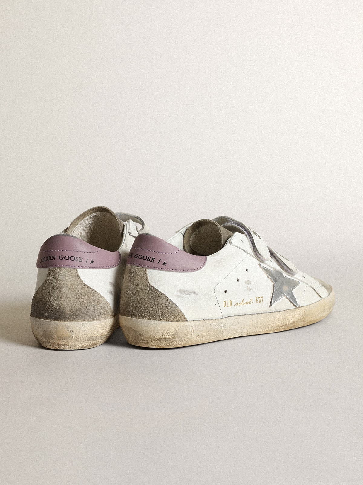 Golden Goose - Women's Old School with silver laminated leather star and gray inserts in 