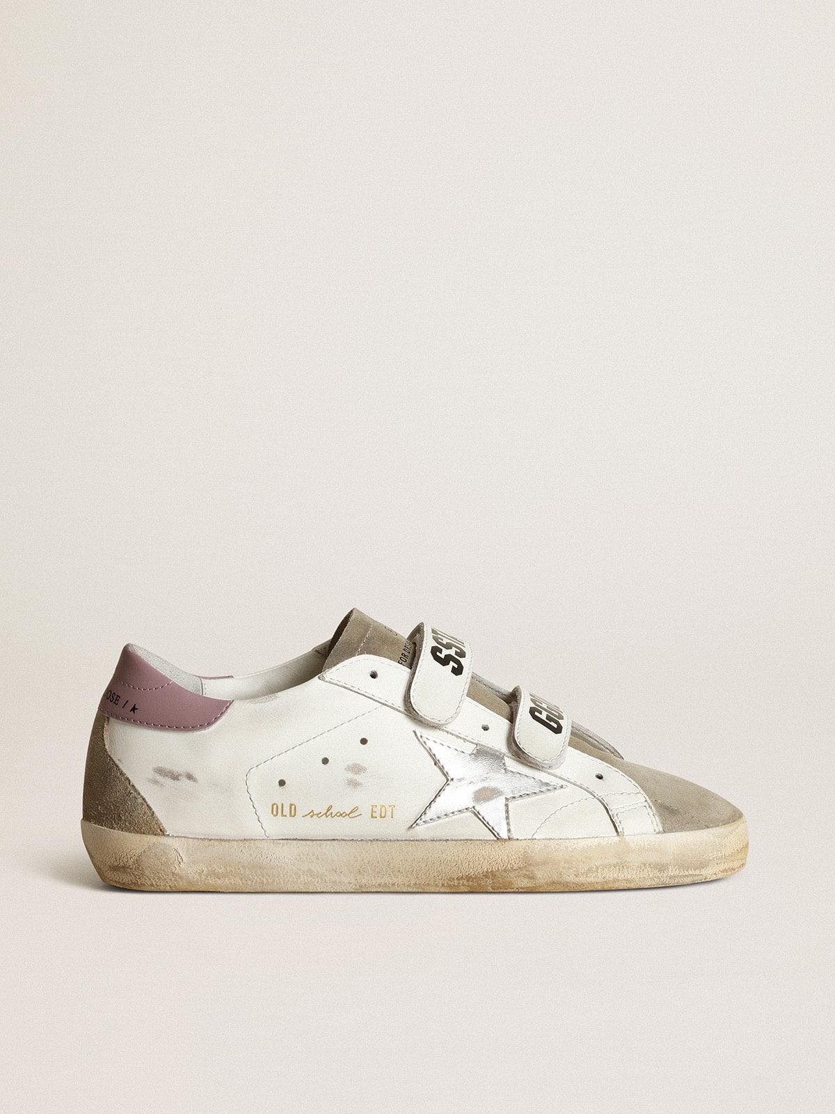 Golden Goose - Women's Old School with silver laminated leather star and gray inserts in 