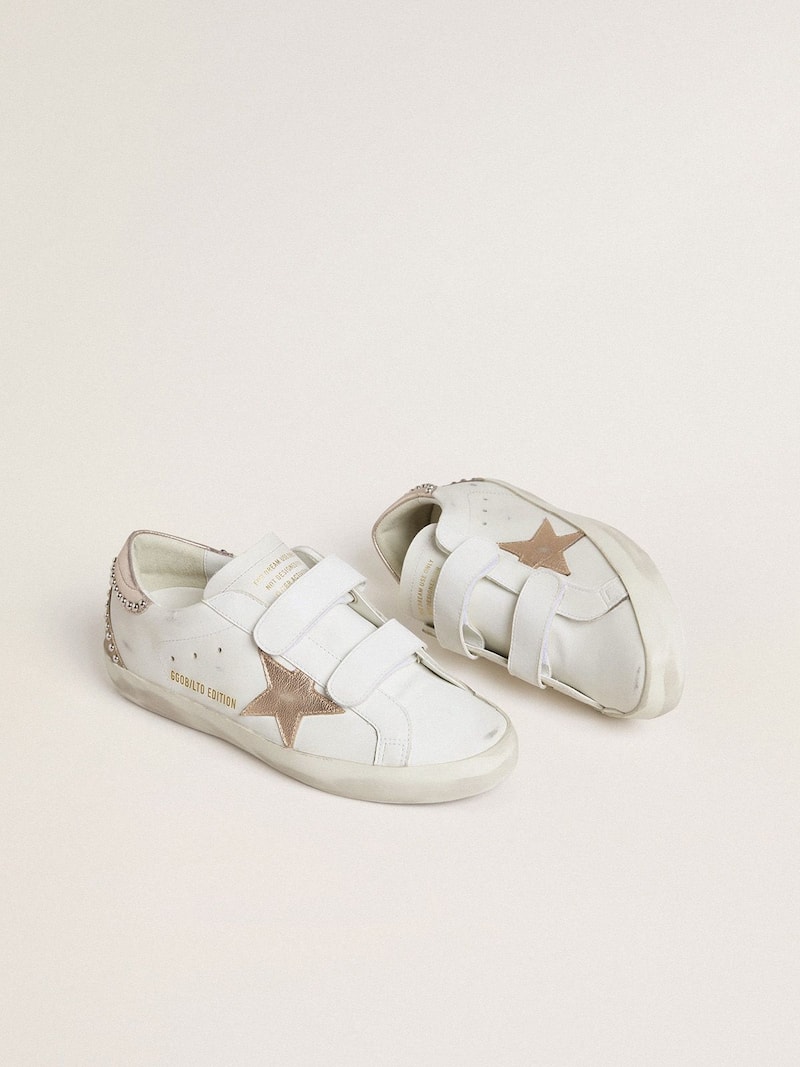 Golden Goose - Old School LTD Damen mit Stern und Ferse aus ros&eacute;goldfarbenem Metallic-Leder in 