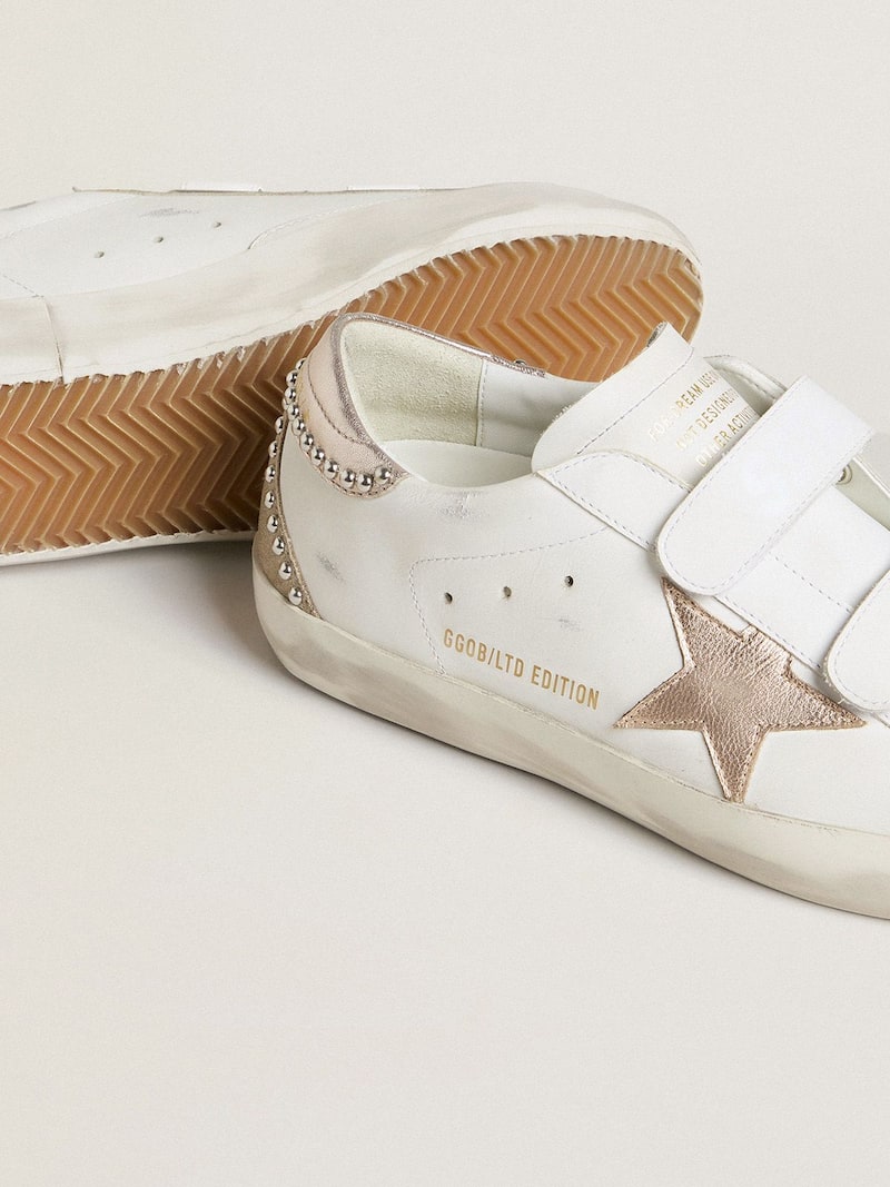 Golden Goose - Old School LTD Damen mit Stern und Ferse aus ros&eacute;goldfarbenem Metallic-Leder in 