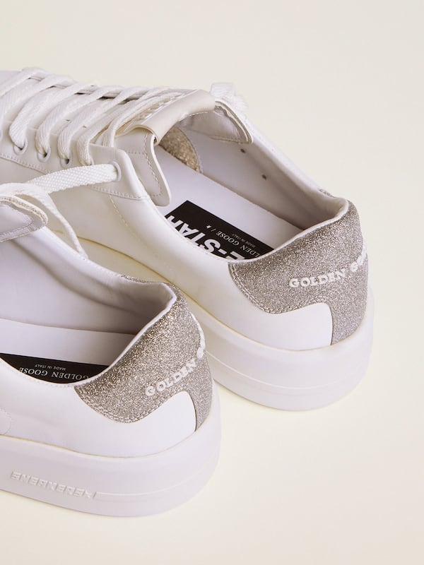Golden Goose - Sneakers Purestar Donna con talloncino glitter argento in 