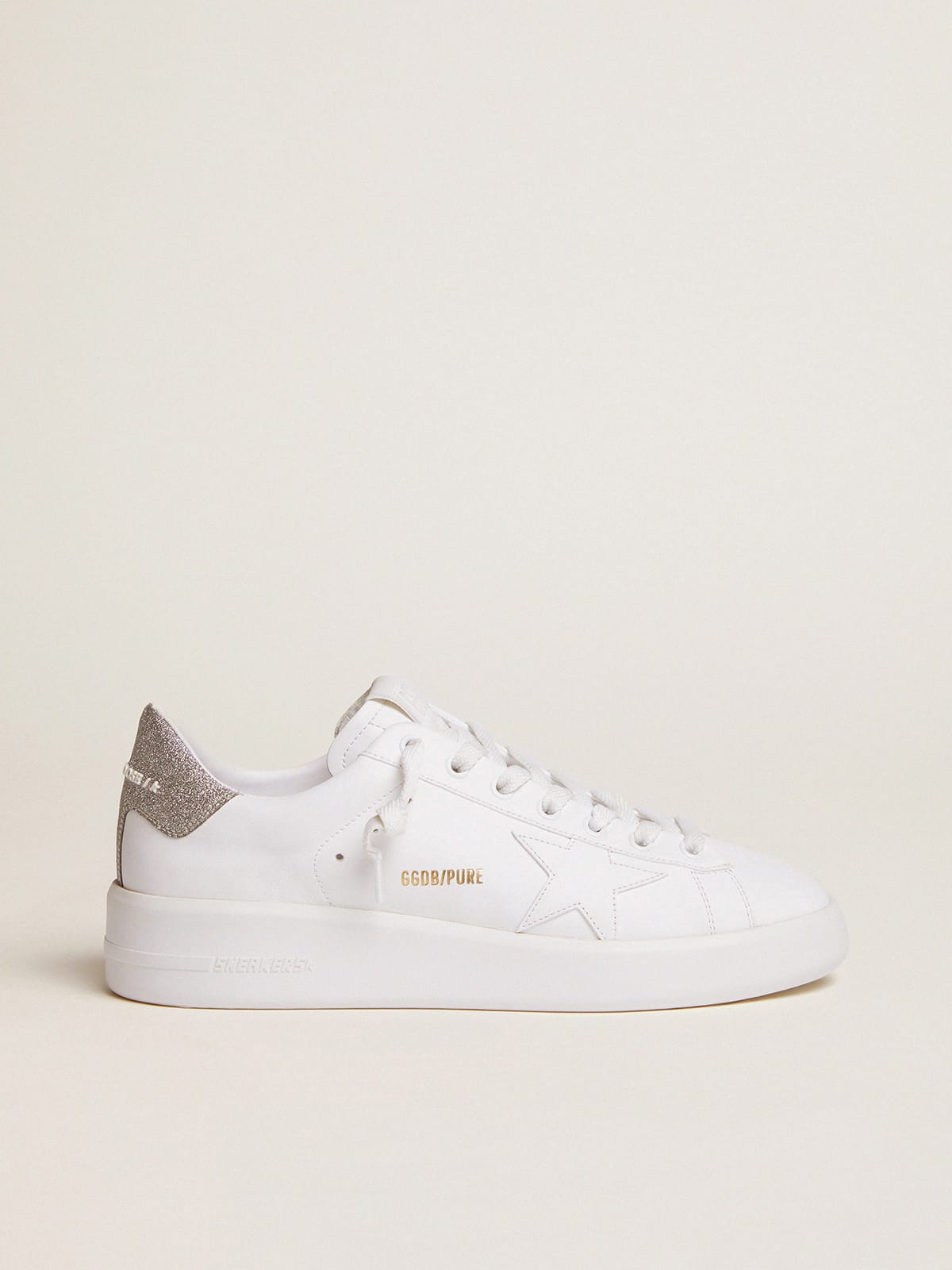 Golden Goose - Sneakers Purestar Donna con talloncino glitter argento in 