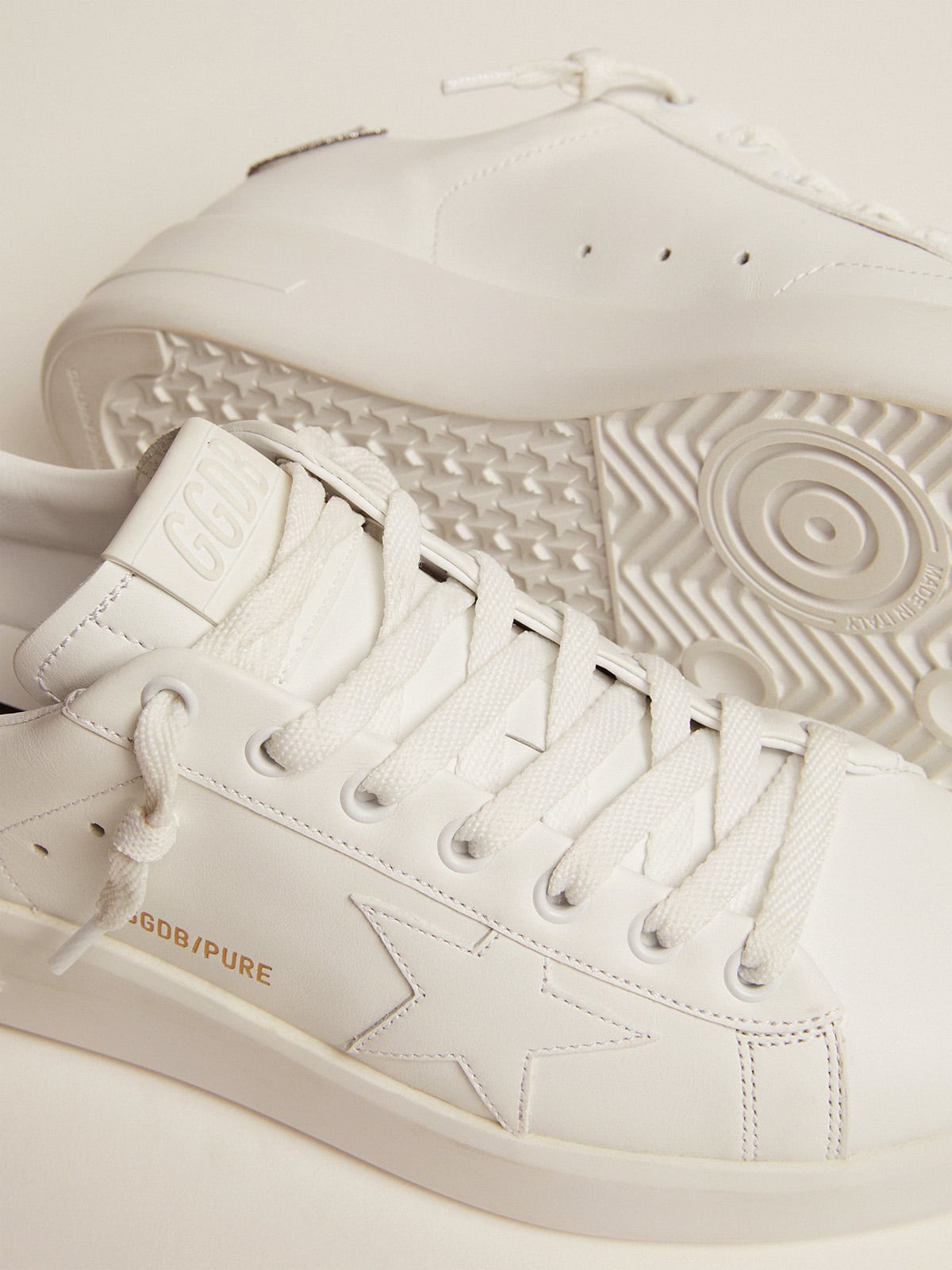 Purestar in white leather with silver Swarovski crystal heel Purestar in white leather with silver Swarovski crystal heel