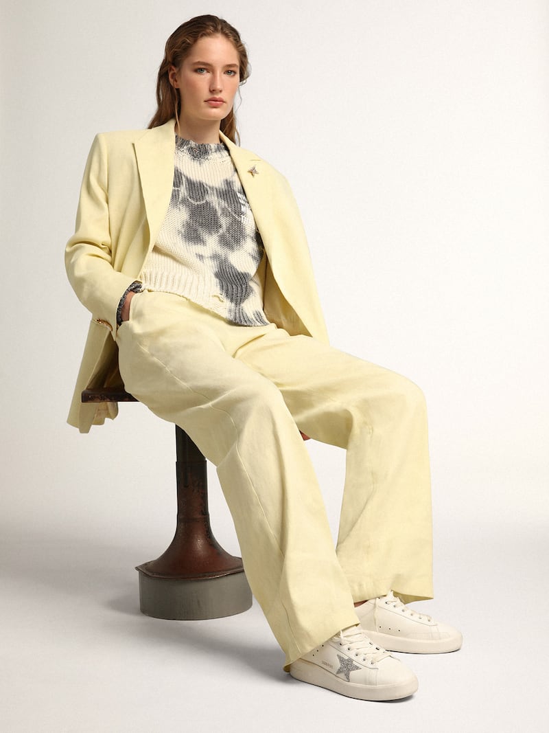 Golden Goose - Purestar Damen aus wei&szlig;em Leder mit Stern aus silberfarbenen Swarovski-Kristallen in 