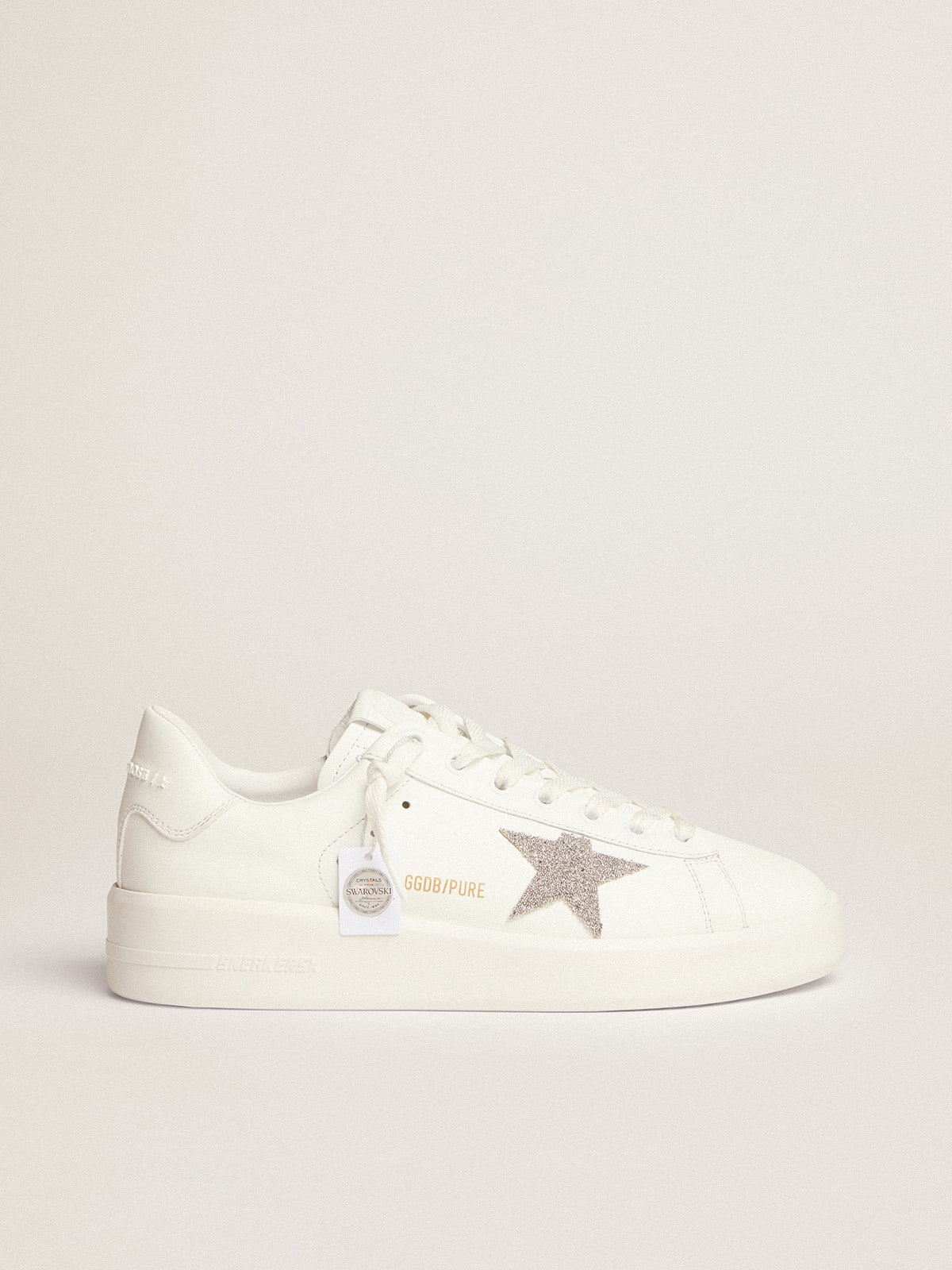 Women's Purestar in white leather with silver Swarovski crystal star |  Golden Goose