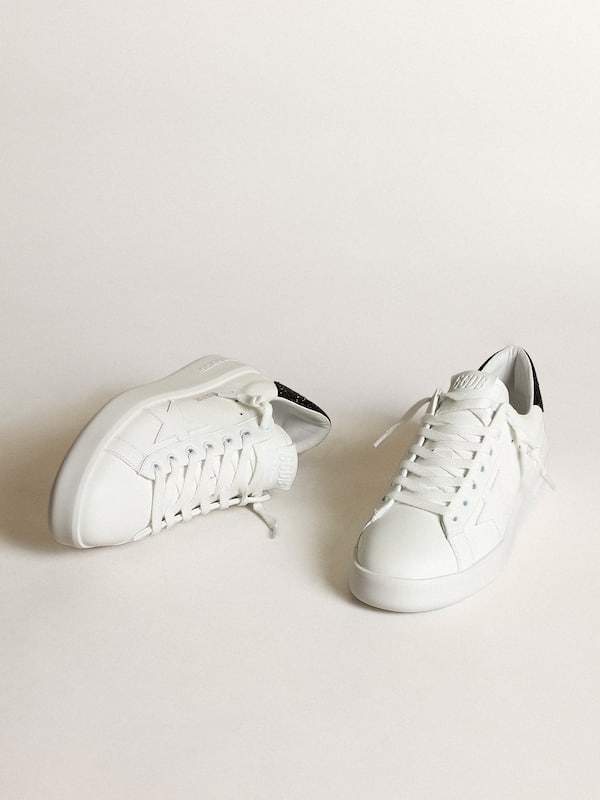 Golden Goose - Purestar in white leather with tone-on-tone star and heel tab in black Swarovski crystals in 
