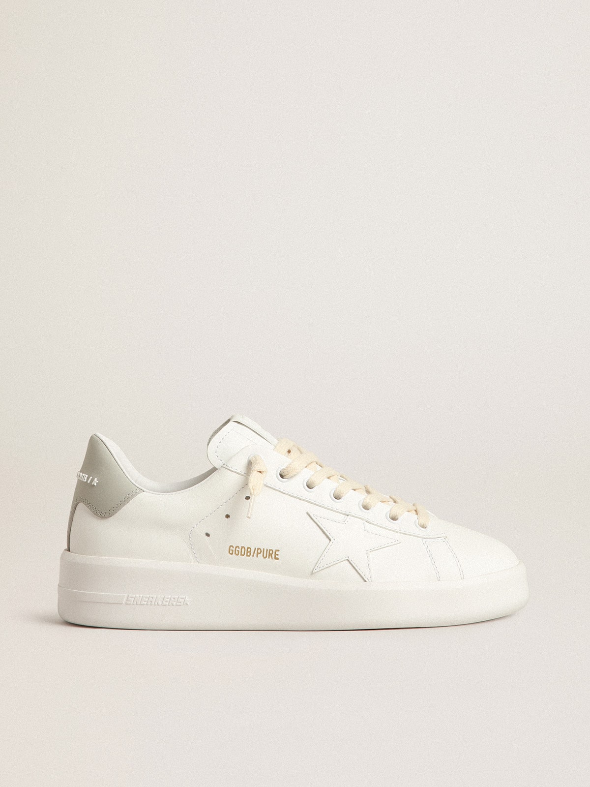 Golden Goose - Purestar con estrella blanca y refuerzo del talón de piel gris in 