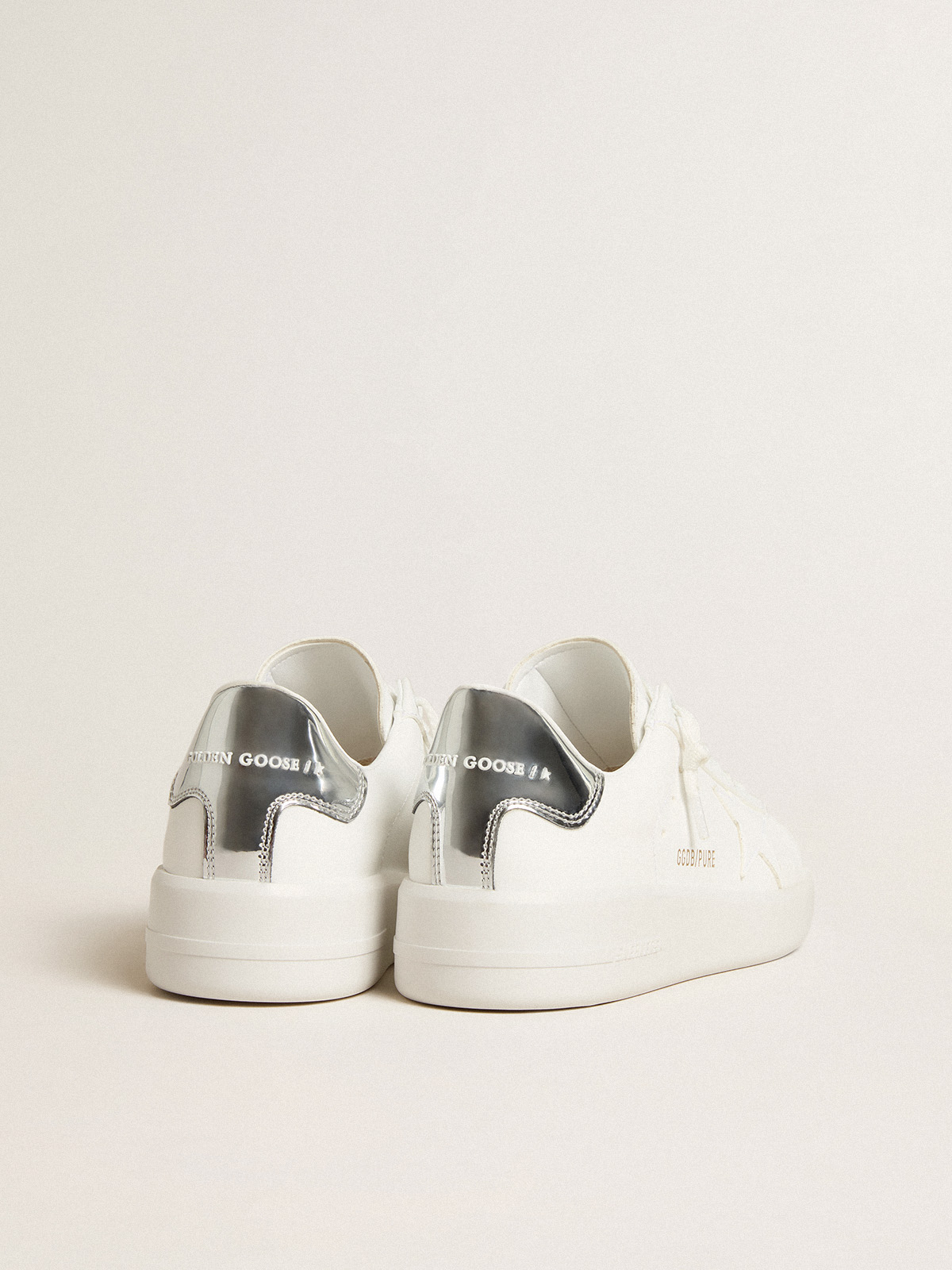 Golden Goose - Purestar de mujer bio-based con estrella blanca y refuerzo del talón efecto espejo in