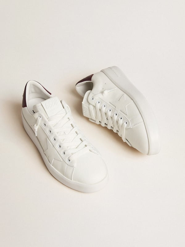 Golden Goose - Purestar with white leather star and plum leather heel tab in 