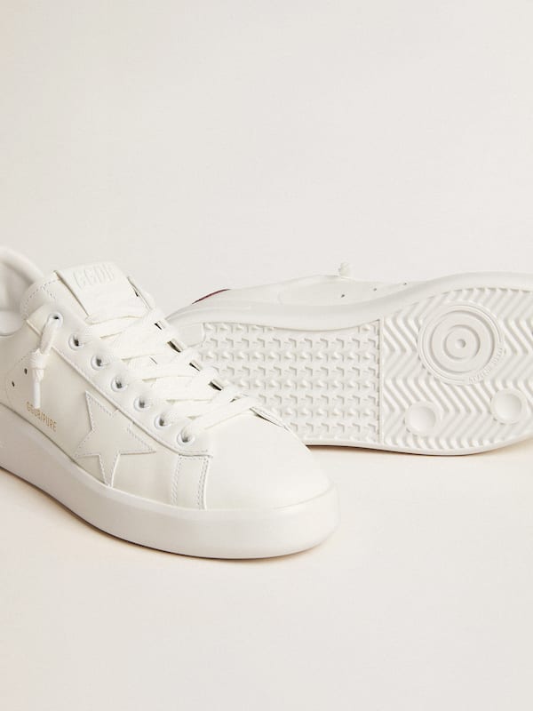 Golden Goose - Purestar with white leather star and plum leather heel tab in 