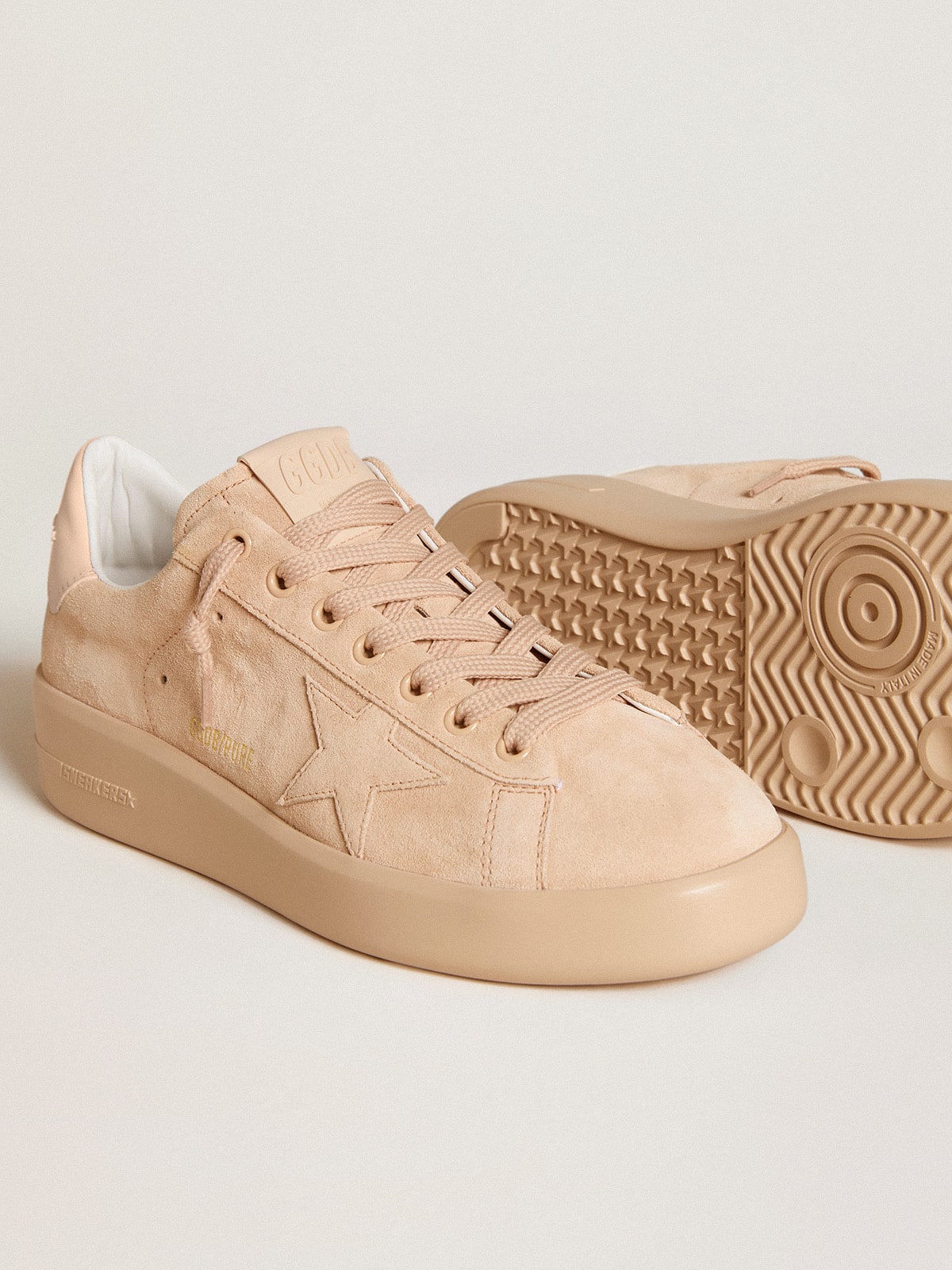 Golden Goose - Purestar in suede with suede star and light pink leather heel tab in 