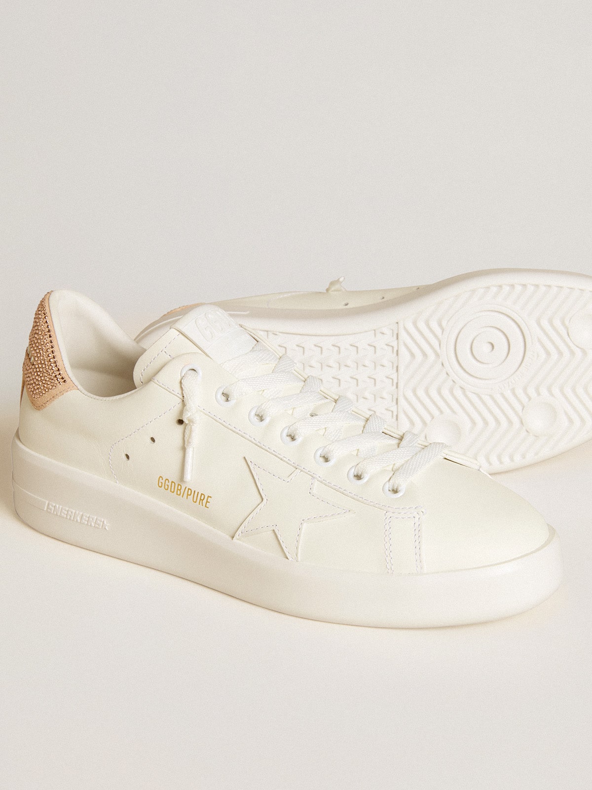 Golden Goose - Purestar with leather star and suede heel tab with Swarovski crystals in 