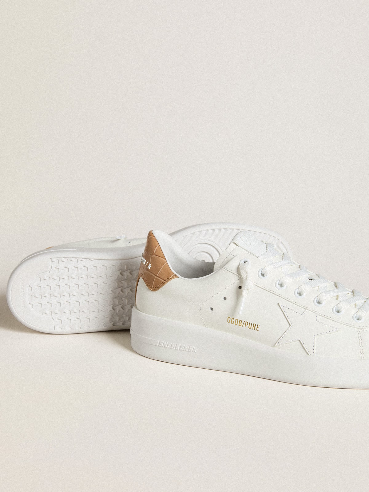 Golden Goose - Purestar pour femme avec étoile en cuir et contrefort en cuir à imprimé croco in 