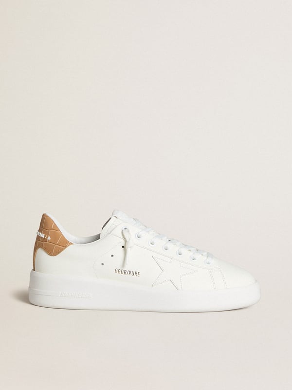 Golden Goose - Women's Purestar with leather star and croc-print leather heel tab in 