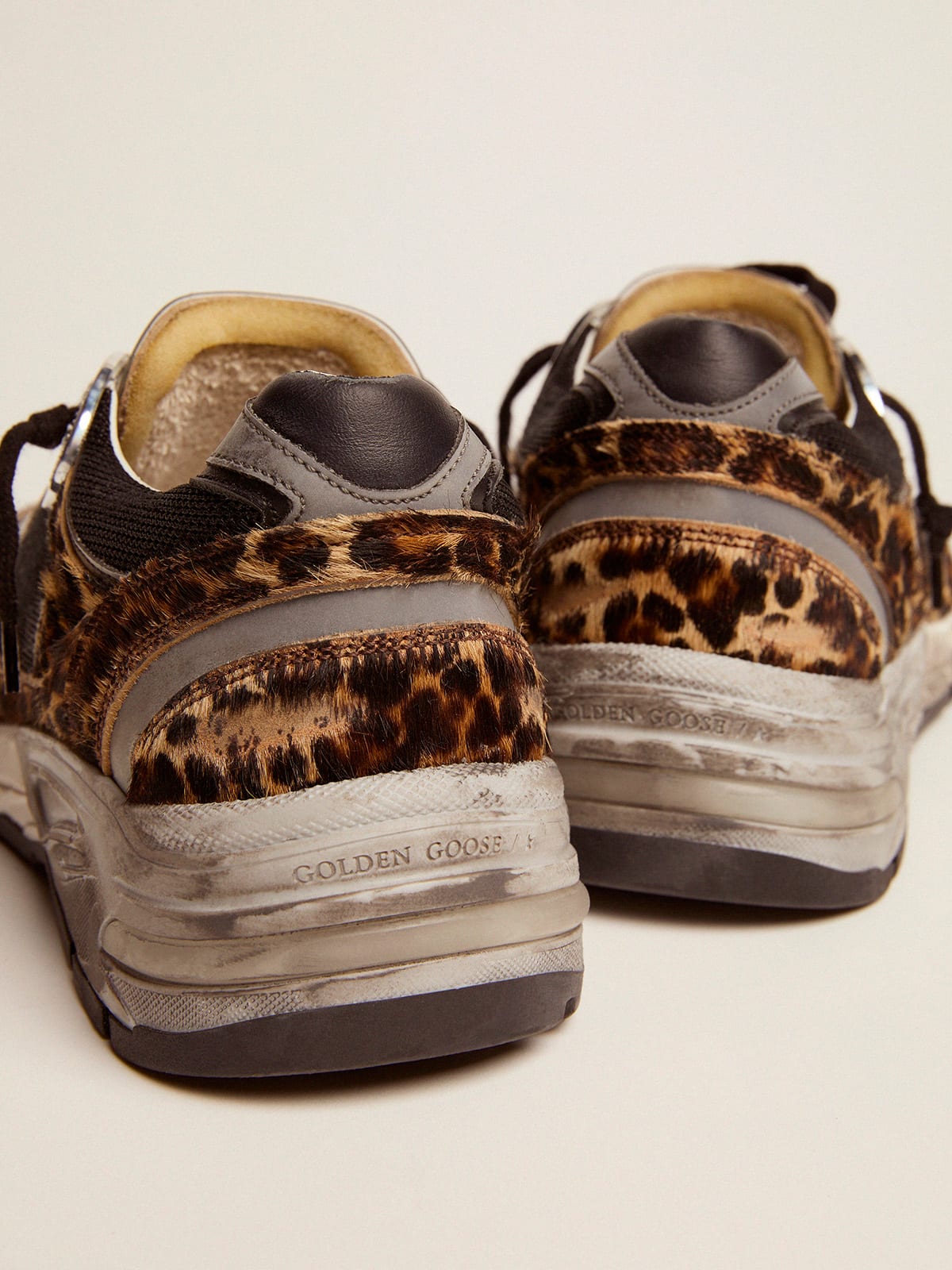 Golden Goose - Women's Dad-Star in leopard print pony skin and white star in 