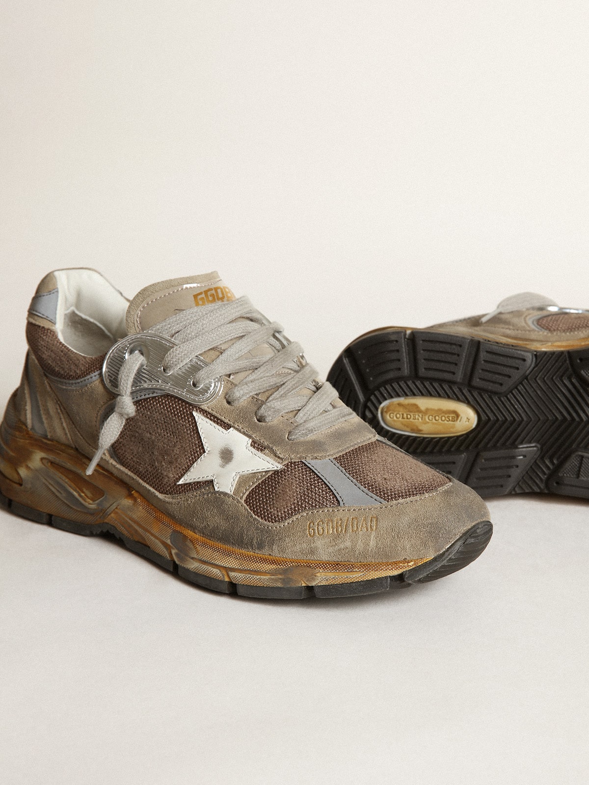 Golden Goose - Women's Dad-Star in dove gray mesh and suede in 