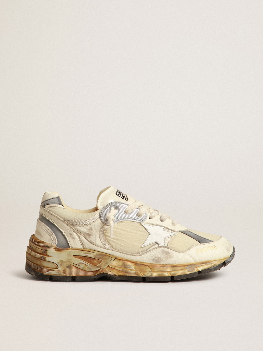 Golden Goose - Women’s Dad-Star in beige nappa and nylon with white leather star in 