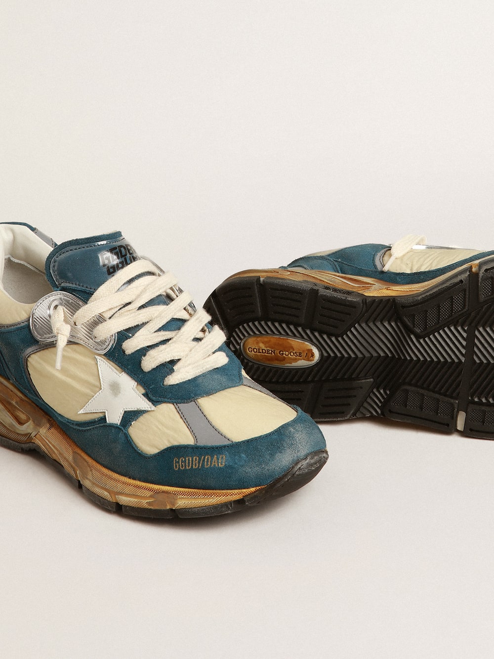 Golden Goose - Women’s Dad-Star in petrol-blue suede with white leather star in 