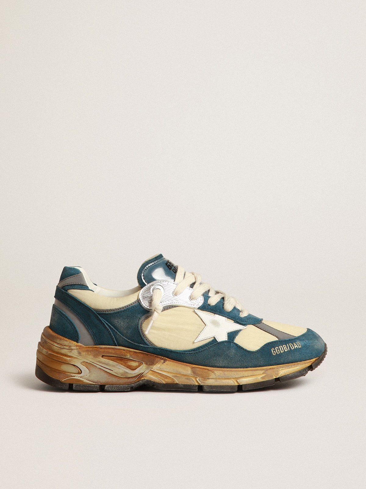 Golden Goose - Women’s Dad-Star in petrol-blue suede with white leather star in 