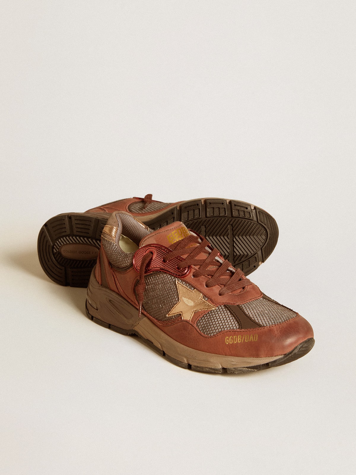 Golden Goose - Women's Dad-Star in nubuck with gold leather star and suede heel tab in 