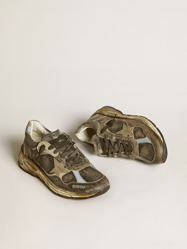 Golden Goose - Women’s Dad-Star in suede and nylon with khaki leather star and heel tab in 