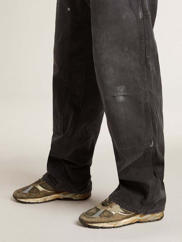 Golden Goose - Women’s Dad-Star in suede and nylon with khaki leather star and heel tab in 