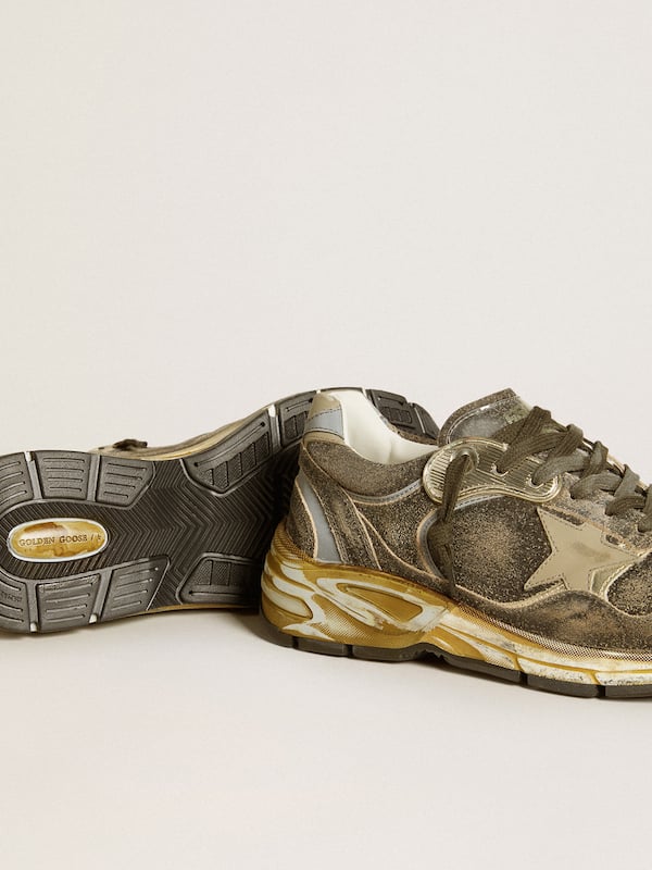 Golden Goose - Women’s Dad-Star in suede and nylon with khaki leather star and heel tab in 