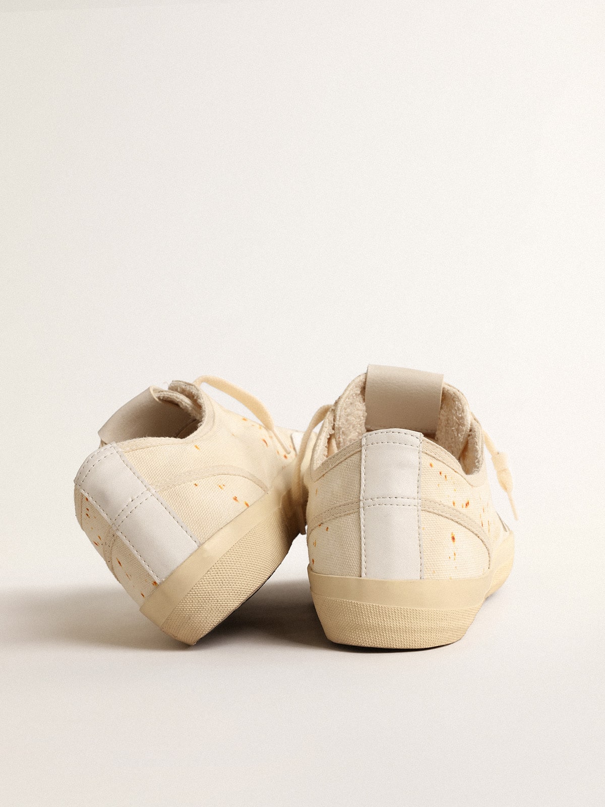 Golden Goose - Women’s V-Star LAB in canvas with leather star and rust-colored speckles in 