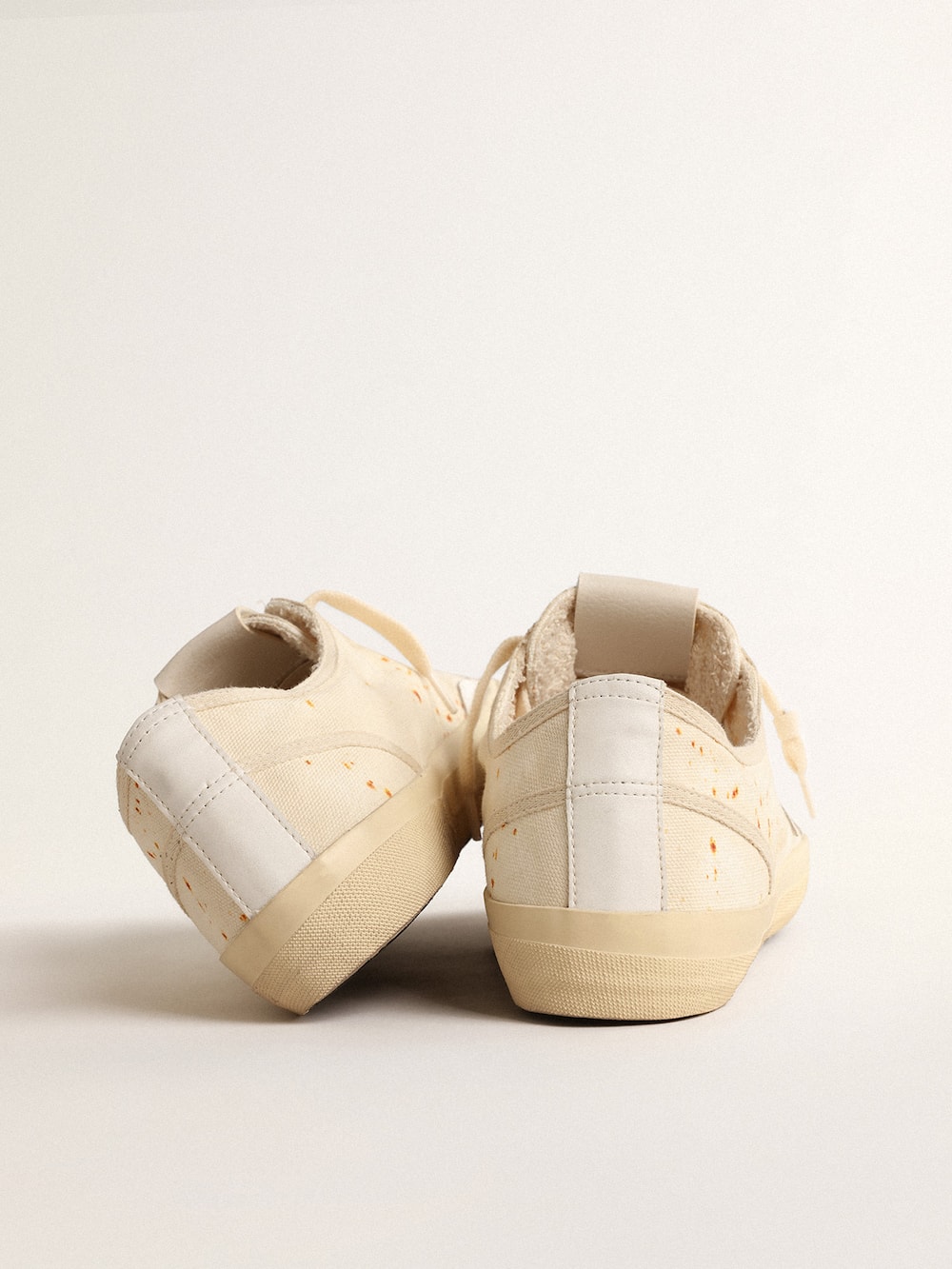 Golden Goose - Women’s V-Star LAB in canvas with leather star and rust-colored speckles in 
