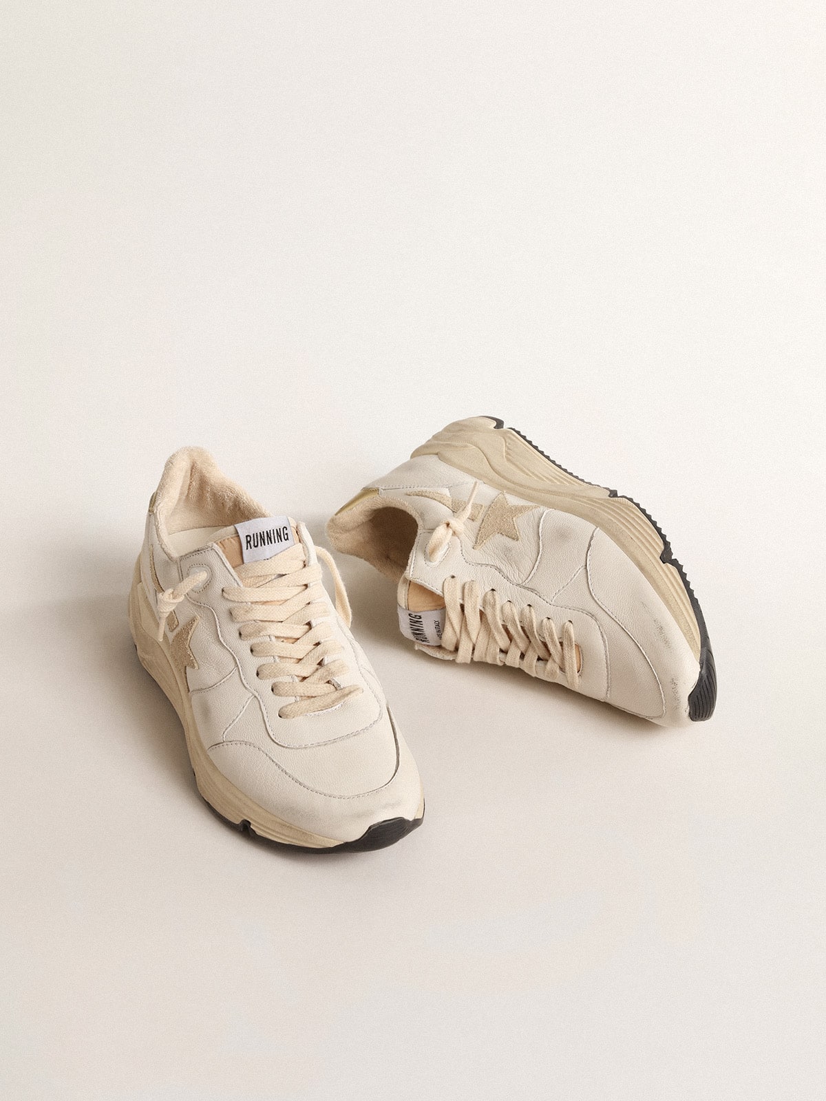 Golden Goose - Running Sole LTD pour femme en cuir nappa avec étoile en daim et contrefort doré in 