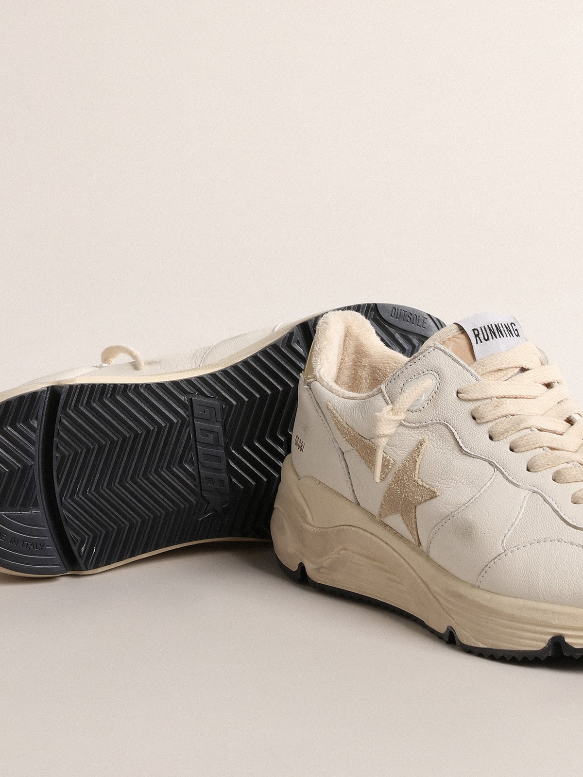 Golden Goose - Running Sole LTD pour femme en cuir nappa avec étoile en daim et contrefort doré in 